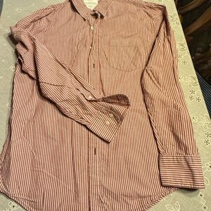Aeropostale Men's Red Striped Button Down Shirt